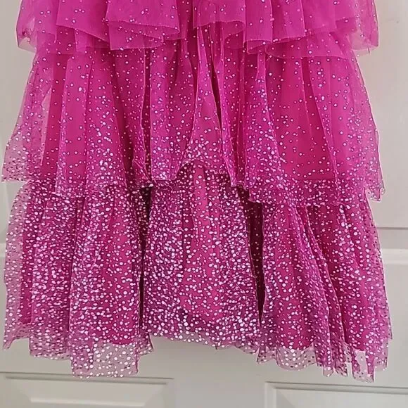 Vici exclusive: Glitter‎ Always Tulle Tiered Mini Dress - HOT PINK - Size Small - Picture 9 of 16